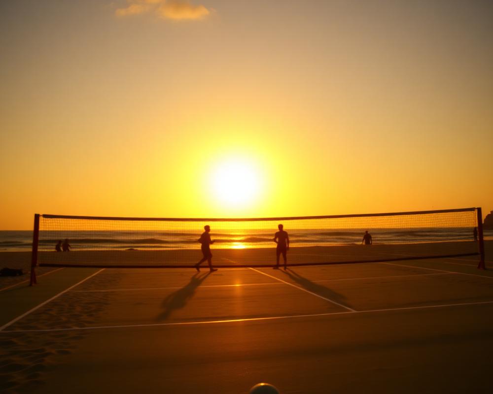 Quadra ao pôr do sol